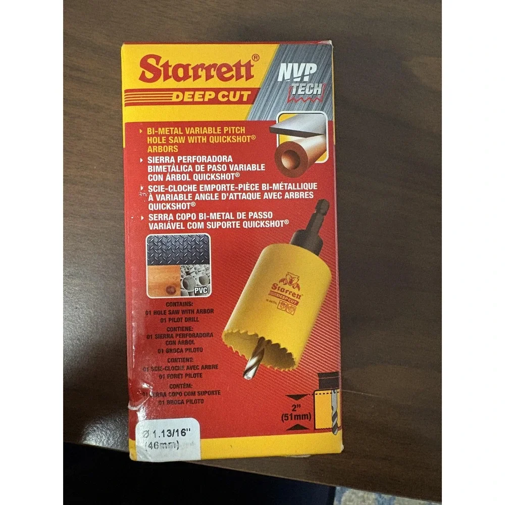 Starrett Deep‎ Cut Quickshot Bi-Metal Hole Saw 1-13/16 46mm Extra Cobalt DC